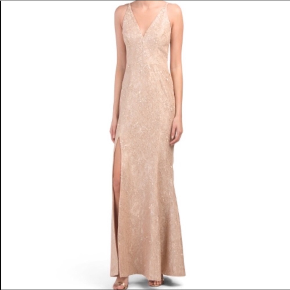 Dress The Population Lace Side Slit Gown in Size S